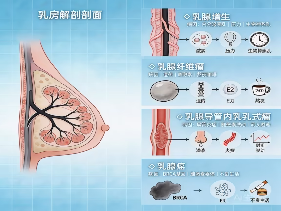 乳腺疾病分类与病因图